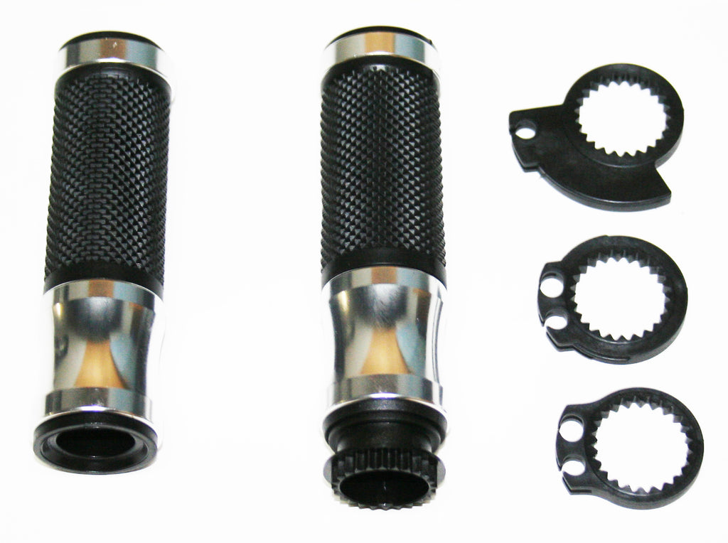 Universal Grips w Throttle Sleeve ~ Silver (02-2427)
