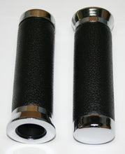 Ladda upp bild till gallerivisning, Black Raw Hide Like Grips with Chrome End Caps (02-6549)