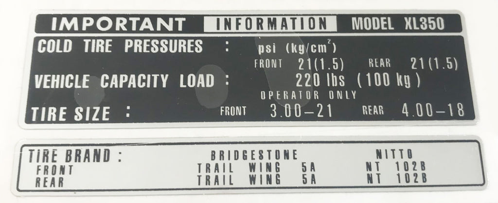 Tire Info Decal (73-0637)