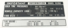 Ladda upp bild till gallerivisning, Tire Info Decal (73-0637)