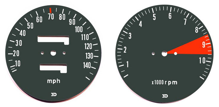 CB750F 1975 Speedo & Tachometer Face Plate Set ~ MPH (73-0648)