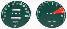 Load image into Gallery viewer, CB750K 1972-74 L-Cut Style Speedo & Tachometer Face Plate Set ~ KM/H (73-0658)