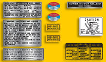 Load image into Gallery viewer, CB400F 1976 ~ Parakeet Yellow Model ~ Warning and Service Label Set (73-0801)