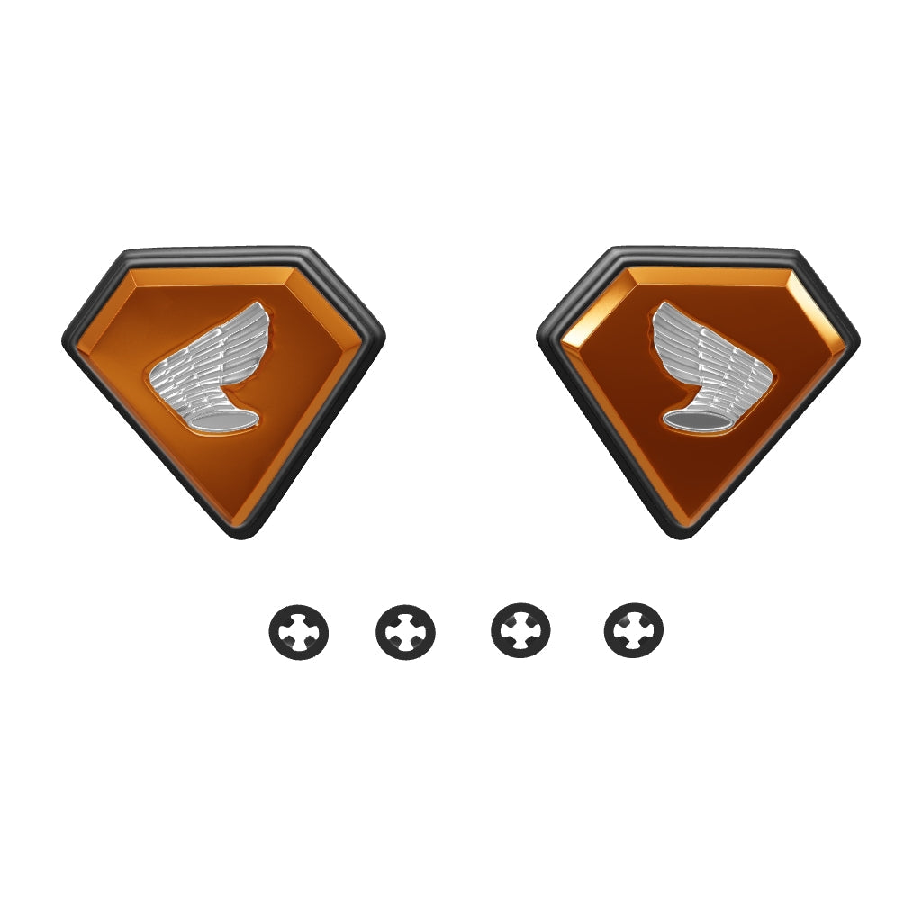1971-76 Honda CB750K Side Cover Emblem Set 1971-76K - Orange - Replaces Honda OEM 87126-341-000