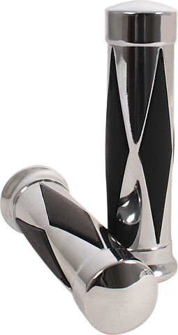 Universal Diamond Pattern Chrome Grips 7/8"