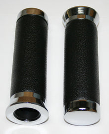 Black Raw Hide Like Grips with Chrome End Caps (02-6549)
