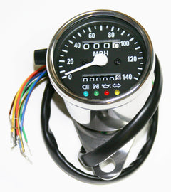 Mini Speedometer (MPH) ~ Black Face Plate (03-0725)