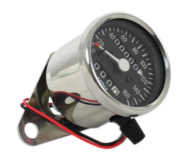 Universal Mini Speedo (MPH) Black Face 60MPH = 2240RPM