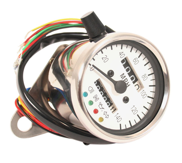 Universal 2:1 Mini Speedo (MPH) White Face 60MPH=2240RPM