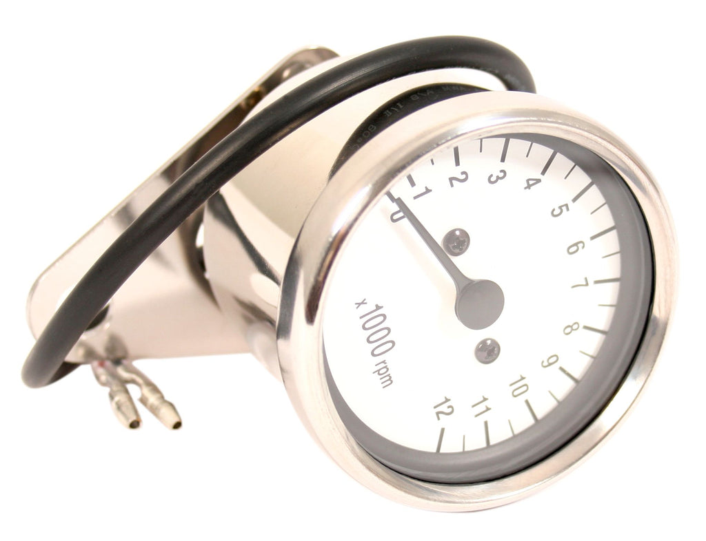 Mini Tachometer ~ White Face Plate (03-0745)