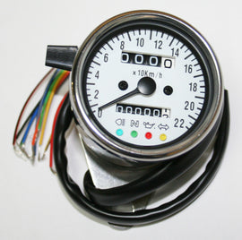 Mini Speedometer (KPH) ~ White Face Plate (03-0746)