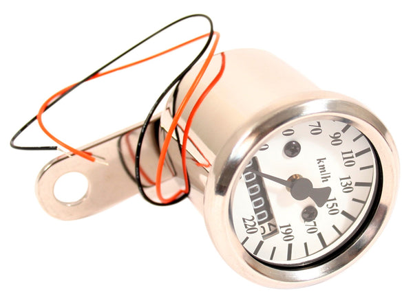 Universal Mini Speedo (KPH) White Face 100KPH=2330 RPM