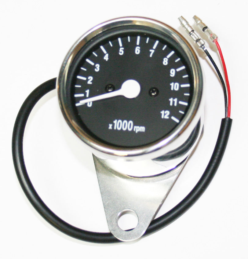 Universal 7:1 Mini Tachometer Black Face