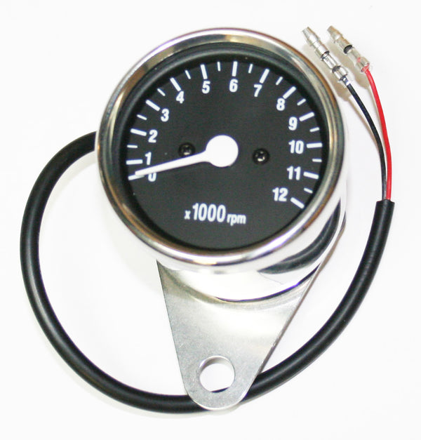 Universal 7:1 Mini Tachometer Black Face