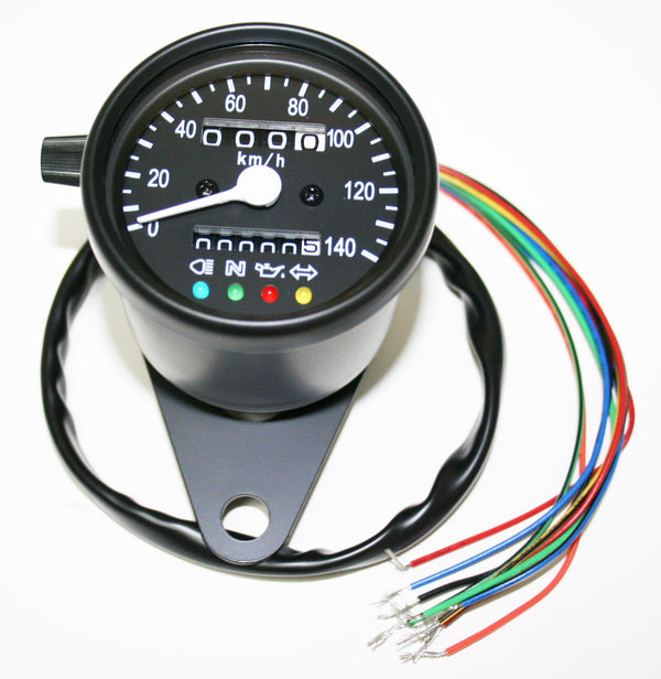 Universal Mini Speedo (KPH) All Black 100KPH=2330RPM