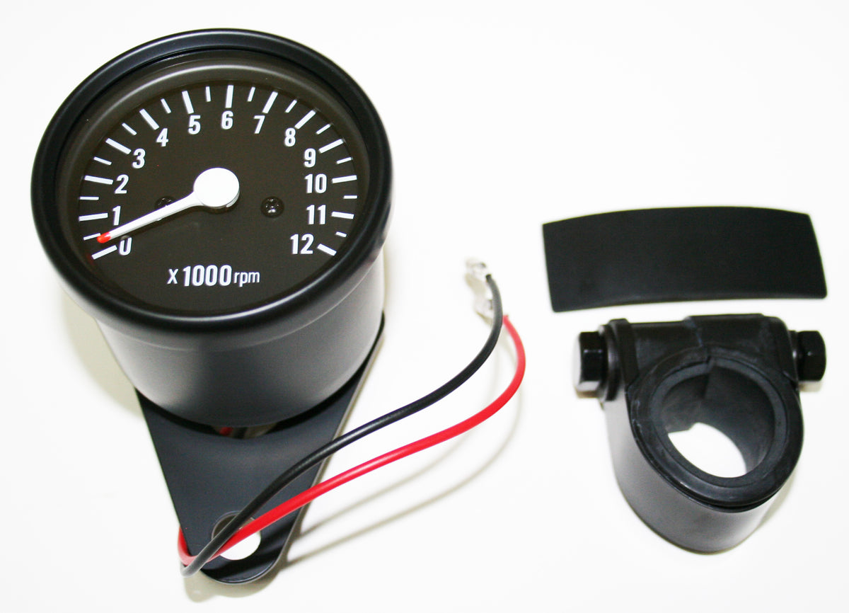Universal 5:1 Mini Tachometer All Black w Bar Clamp