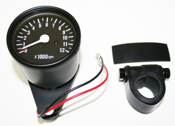Universal 5:1 Mini Tachometer All Black w Bar Clamp