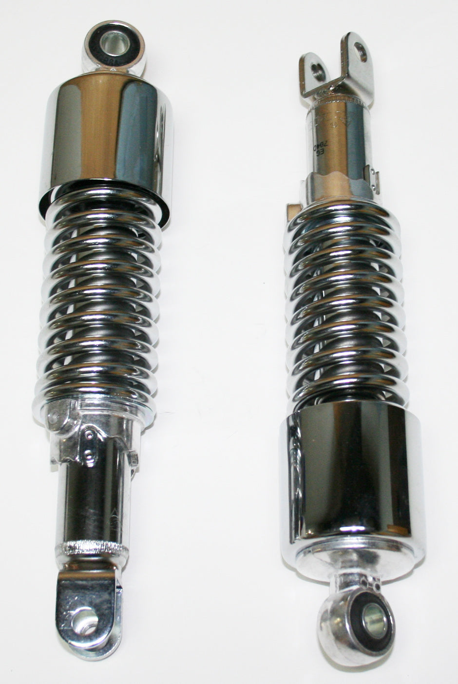 Universal All Chrome w Short Upper Shroud Shock Absorber Set 290mm Eye to Clevis