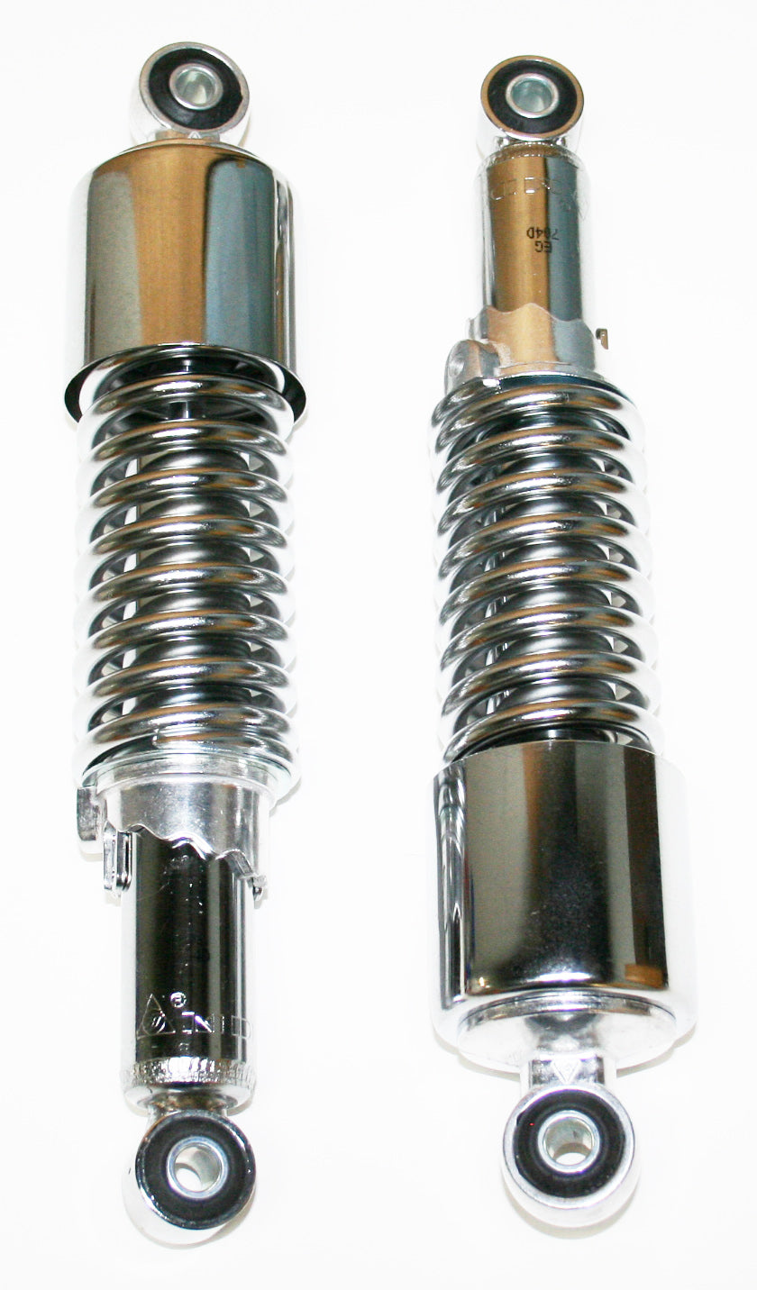Universal Shock Absorber Set 290mm Eye to Eye All Chrome w Short Upper Shroud
