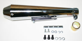 Chrome Shortly Reverse Cone Megaphone Universal Muffler ~ 17 1/2