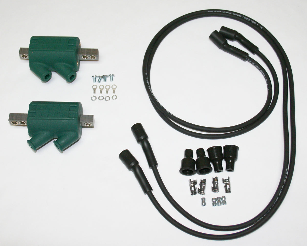 Universal Dynatek Performance High Output 3 Ohm Ignition Coil set of 2 With Plug Wires