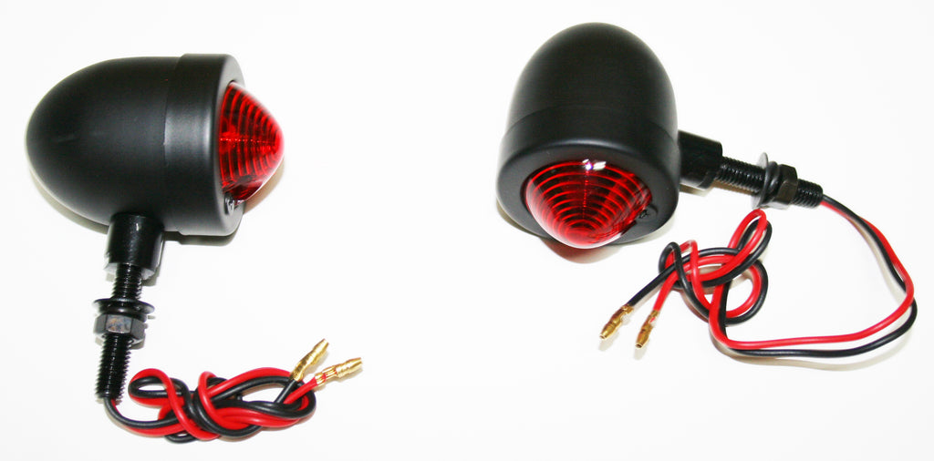 Custom Red Lens Mini Deco Turn Signal Lamp Set ~ Black