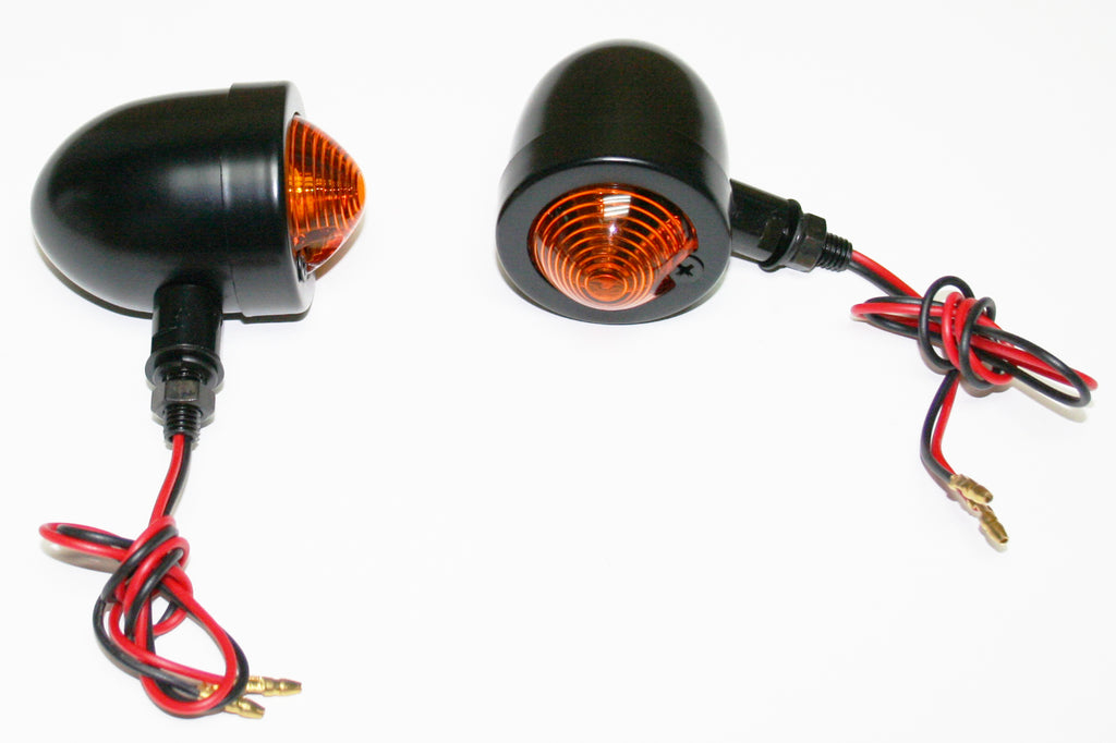 Custom Amber Lens Mini Deco Turn Signal Lamp Set ~ Black