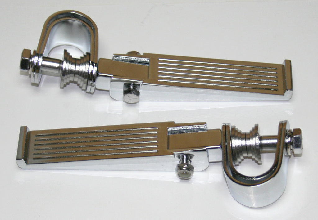 Custom Ribbed Chrome Crash Bar Highway Footpeg Set