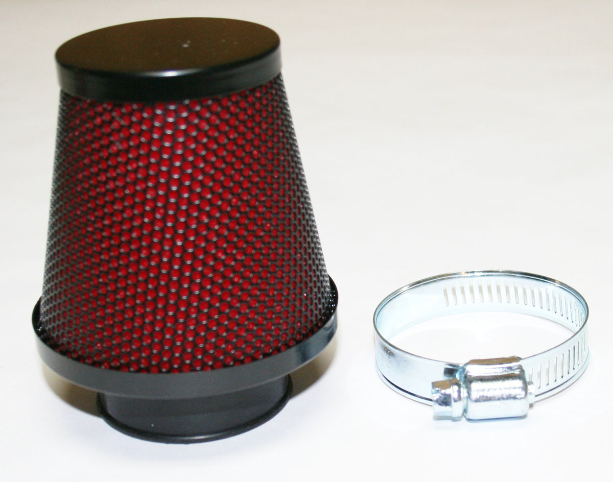 Honda CB750 CB550 CB500 CB400 39mm Round POD Air Filter Black/Red (-A)