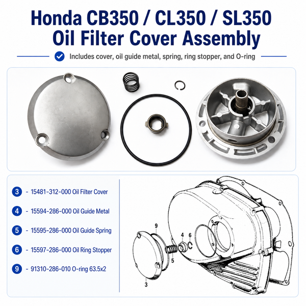 Honda CB350K CL350K Oil Filter Cover Assembly Kit 15481-312-000