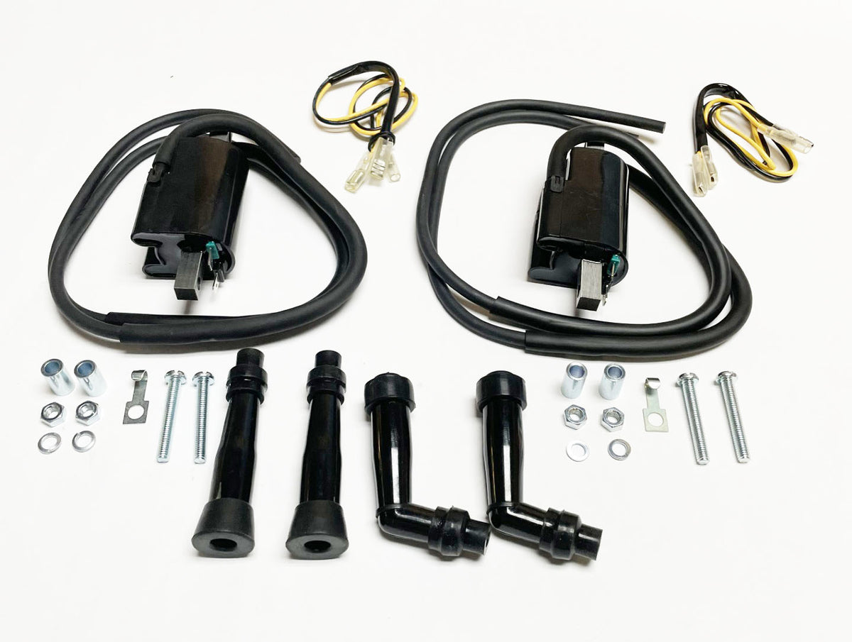 Honda CB550 CB500 CB400 CB350 Ignition Coil Set with Plug Caps