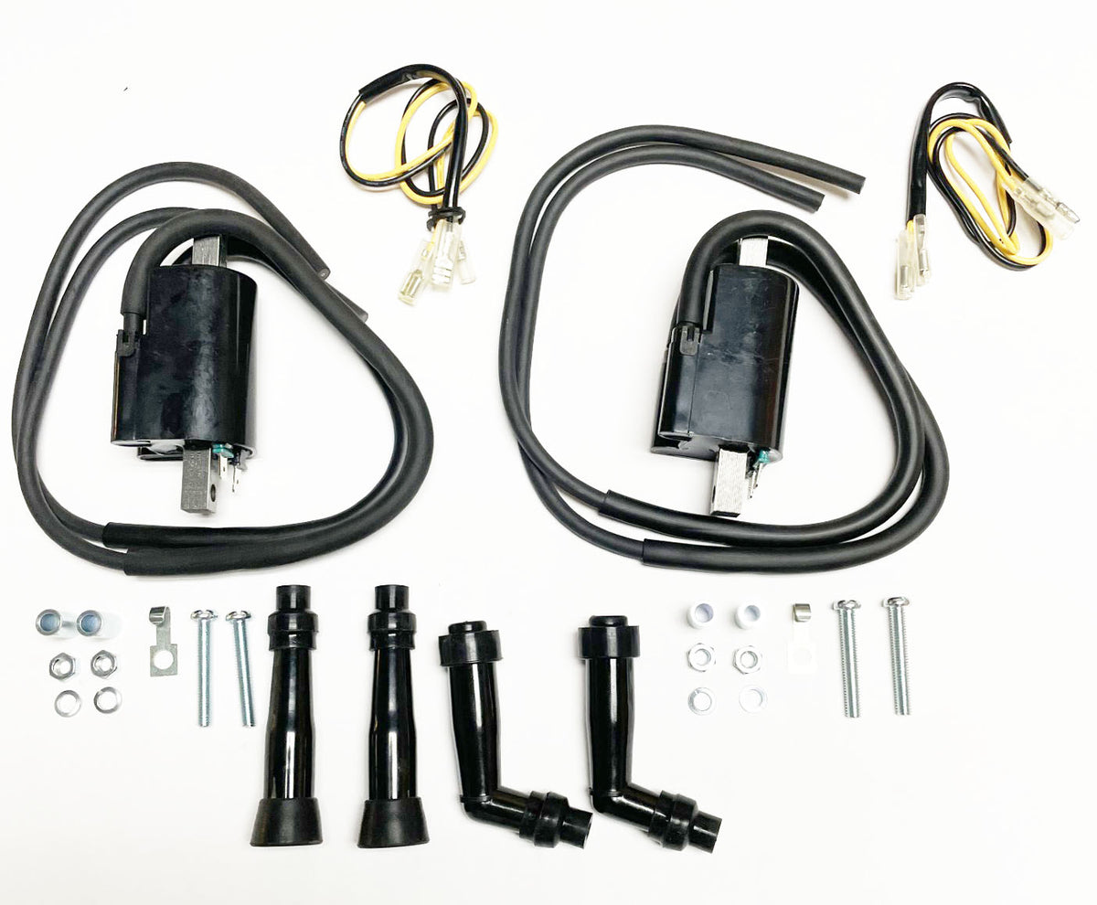 Honda CB550 CB500 CB400 CB350 Ignition Coil Set with Plug Caps
