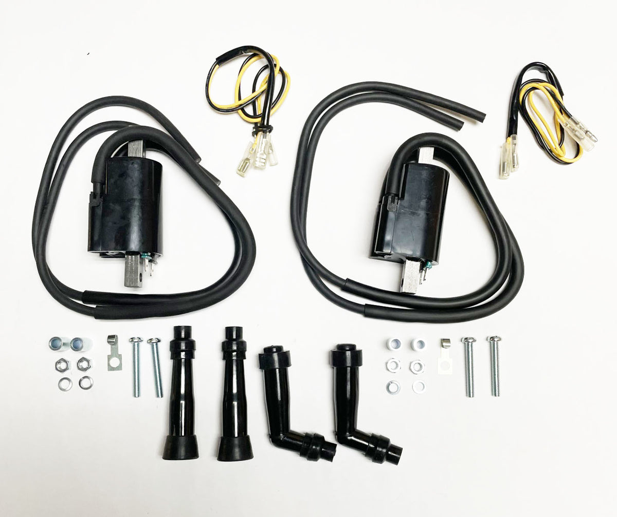 Honda CB550 CB500 CB400 CB350 Ignition Coil Set with Plug Caps