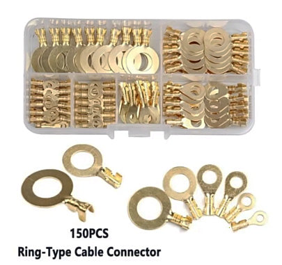 Universal 150 Pc Ring Type Terminal Crimp Set with Plastic Case