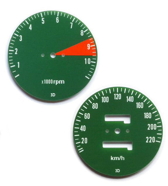 Honda CB750F Speedo and Tachometer Face Plate Set KM/H