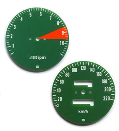 CB750F 1976 Speedo & Tachometer Face Plate Set ~ KM/H (73-0649)