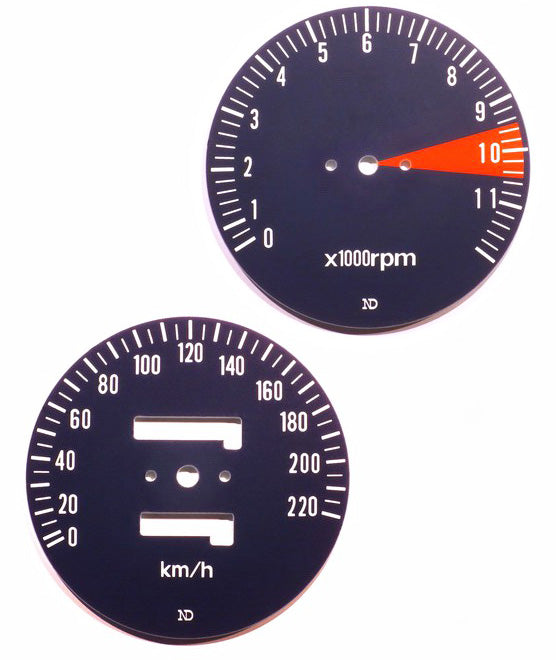Honda CB750F Speedo and Tachometer Face Plate Set KM/H