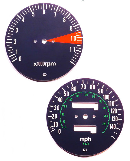 Honda CB750F Speedo and Tachometer Face Plate Set MPH