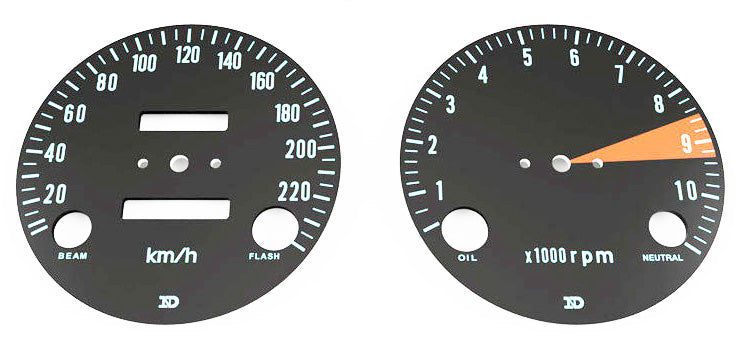 Honda CB750K Speedo and Tachometer Face Plate Set KM/H