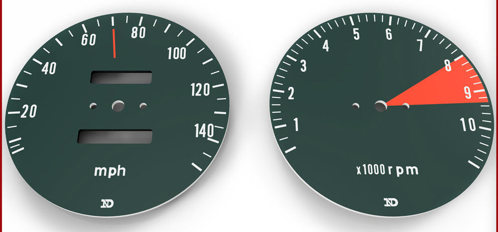 Honda CB750K Speedo and Tachometer Face Plate Set MPH