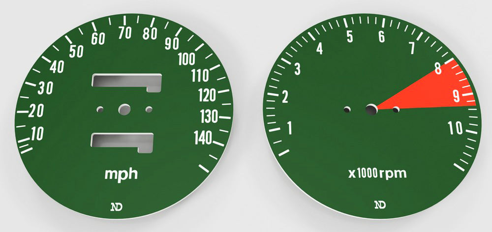 Honda CB750K Speedo and Tachometer Face Plate Set MPH