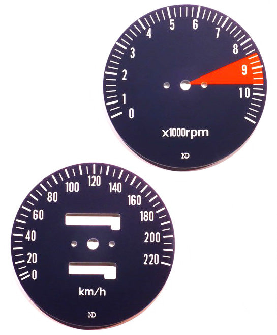 Honda CB750K Speedo and Tachometer Face Plate Set KM/H