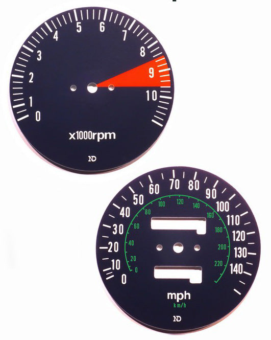 Honda CB750K Speedo and Tachometer Face Plate Set MPH