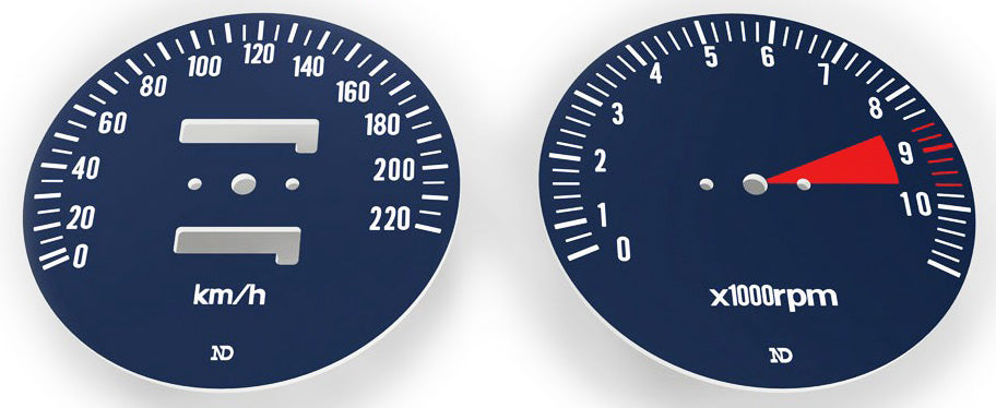 Honda CB750K Speedo and Tachometer Face Plate Set KM/H