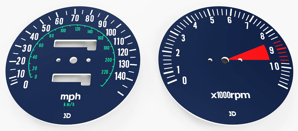 Honda CB750K Speedo and Tachometer Face Plate Set MPH