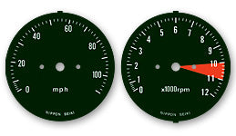 Honda CB350F Speedo and Tach Face Decal Set MPH