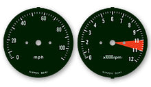 Load image into Gallery viewer, CB350F 1973 Speedo &amp; Tach Face Decal Set ~ MPH