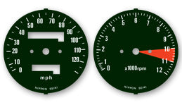 Honda CB400F Speedo and Tach Face Decal Set MPH