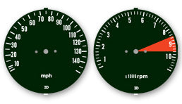CB750F 1976 Speedo & Tach Face Decal Set ~ MPH (73-0735)