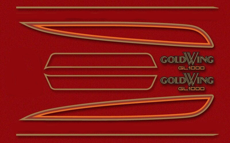 Honda GL1000 GL1000K 1976 Complete Decal Set Candy Antares Red Model